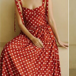 Red orange(rust) and White Sleeveless Maxi Sundress